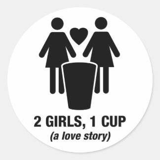 Sticker Rond 2 filles une tasse - 2girls1tasse - drôle tee