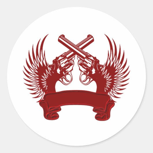 STICKER ROND 2 GUNS HAUT PERSONNALISABLES (Devant)