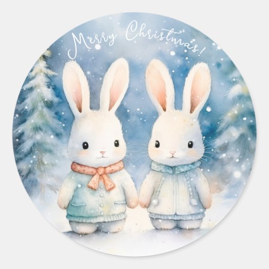 Sticker Rond 2 lapins de Noël (Devant)