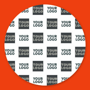 Sticker Rond 2 Logos Simple Logo Répétitif Blanc