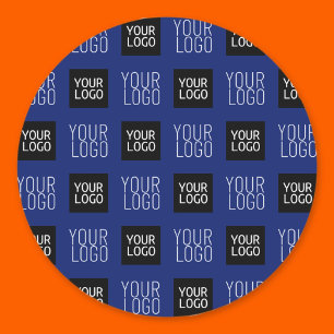 Sticker Rond 2 Logos Simple Logo Répétitif Bleu Nuit