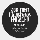 Sticker Rond 2 Photo Minimalist First Christmas Engaged (Devant)