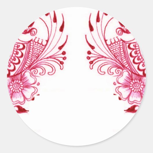 Sticker Rond 2 Pink Mehndi Henna Art paon (Devant)