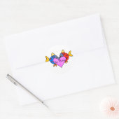 Sticker Rond 2 poissons en train de s'embrasser (Enveloppe)