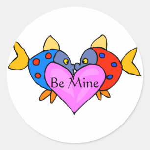 Sticker Rond 2 poissons en train de s'embrasser