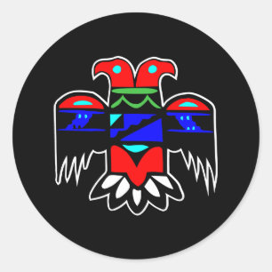 Sticker Rond 2 Tête Thunderbird Noir
