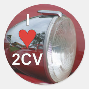 Sticker Rond 2CV canard phare I love