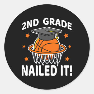 Sticker Rond 2e année Nail It Bysketbyll Joueur Graduation B