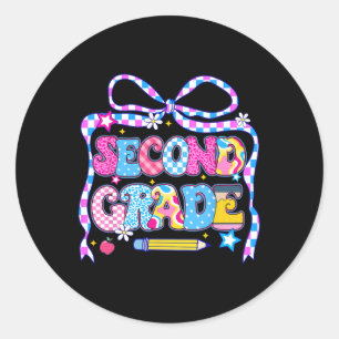 Sticker Rond 2e année pour les filles garçon enseignant deuxièm
