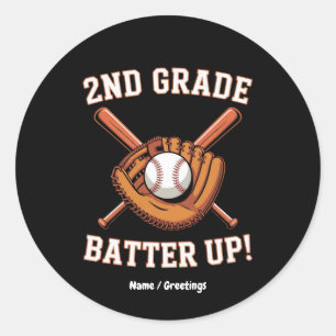 Sticker Rond 2e année Premier jour Batter Up Baseball École