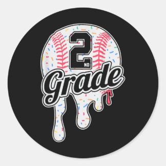 Sticker Rond 2e année Retour à l'école Baseball Drip Glace B