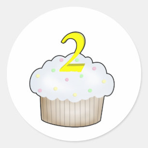 Sticker Rond 2e anniversaire Cupcake