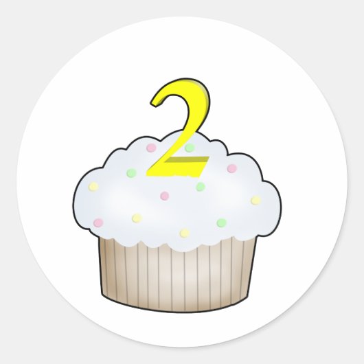 Sticker Rond 2e anniversaire Cupcake (Devant)