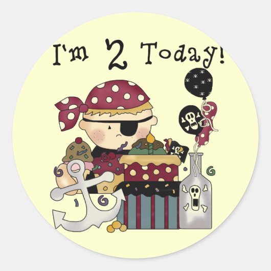 Sticker Rond 2e anniversaire Pirate Tshirts et cadeaux (Devant)