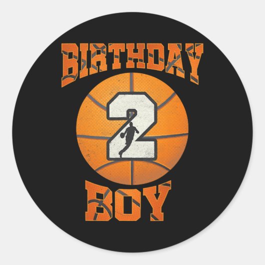 Sticker Rond .2e anniversaire tenue garçon basket-ball deuxième (Devant)