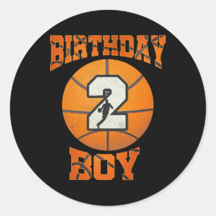 Sticker Rond .2e anniversaire tenue garçon basket-ball deuxième