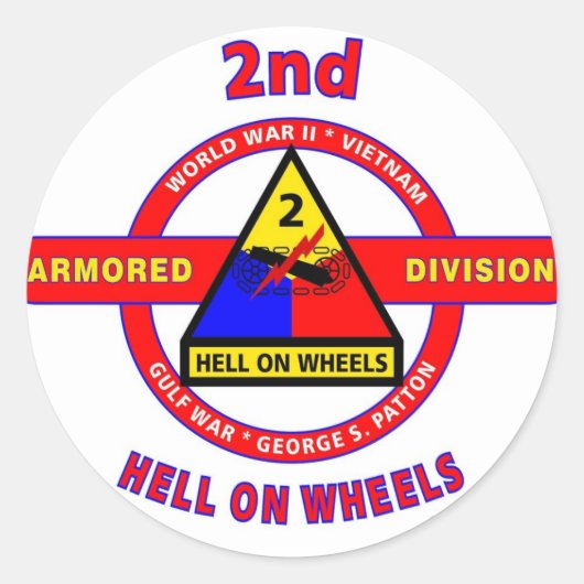 STICKER ROND 2E DIVISION ARMOIRE "ENFER SUR LES ROUES" (Devant)