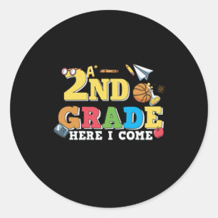 Sticker Rond 2e Grade Teacher 2e Grade Here I Come