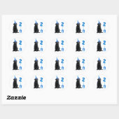 Sticker Rond 2ème Anniversaire Chiot Thème - Chien bleu mignon  (Feuille)
