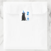 Sticker Rond 2ème Anniversaire Chiot Thème - Chien bleu mignon  (Sac)