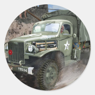Sticker Rond 2ÈME GUERRE MONDIALE American Army Truck