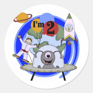 Sticker Rond 2èmes T-shirts et cadeaux d'anniversaire d'espace