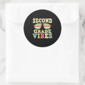 Sticker Rond 2nd Grade Teacher Second Grade Vibes (Sac)