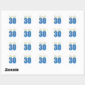 Sticker Rond 30 bougies (Bleu / Vert) (Feuille)