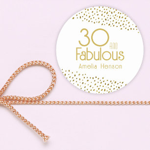 Sticker Rond 30 et Fabulous Gold Parties scintillant 30e annive