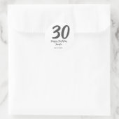Sticker Rond 30e anniversaire ajouter nom date année noir modèl (Sac)