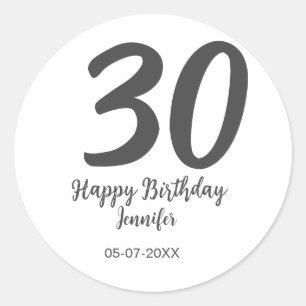 Sticker Rond 30e anniversaire ajouter nom date année noir modèl