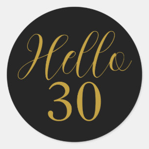 Sticker Rond 30e anniversaire Black Gold fête d'anniversaire