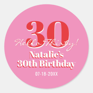 Sticker Rond 30e Anniversaire Bonjour Trente ! Contemporain Ros