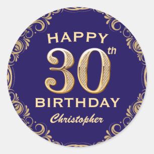 Sticker Rond 30e anniversaire de la Parties scintillant marine