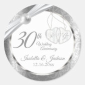 Sticker Rond 30e anniversaire de mariage perle bijou (Devant)