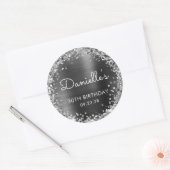 Sticker Rond 30e anniversaire Fête Charcoal Grey Silver Parties (Enveloppe)