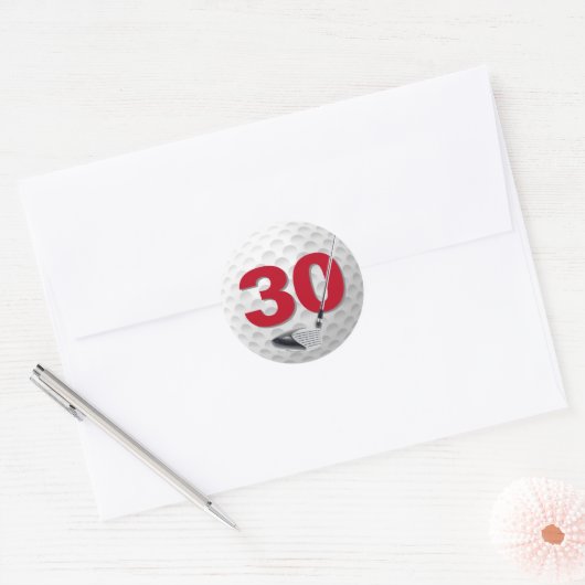 Sticker Rond 30e anniversaire Golf Ball Design (Enveloppe)