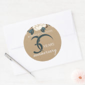 Sticker Rond 30e anniversaire Mariage floral personnalisé (Enveloppe)
