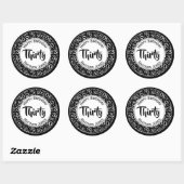 Sticker Rond 30e anniversaire Numéro Motif noir/blanc 30 (Feuille)