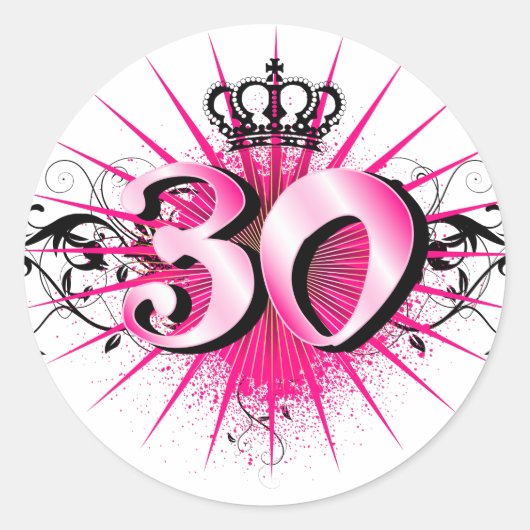 Sticker Rond 30e anniversaire ou anniversaire (Devant)