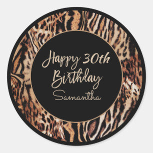 Sticker Rond 30e anniversaire Poster de animal tendance avec no