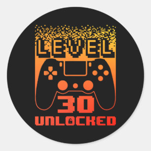 Sticker Rond 30e Anniversaire Pour Homme Niveau 30 Jeu Déverrou