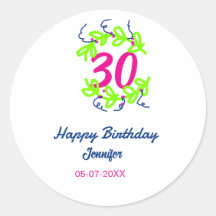 30e anniversaire vert bleu couronne nom date rusti