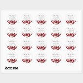 Sticker Rond 30e fête d'anniversaire Merci floral rose rouge (Feuille)