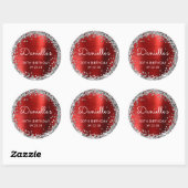 Sticker Rond 30e fête d'anniversaire Parties scintillant rouge (Feuille)