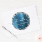Sticker Rond 30e fête d'anniversaire Turquoise Blue Silver Part (Enveloppe)