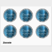 Sticker Rond 30e fête d'anniversaire Turquoise Blue Silver Part (Feuille)