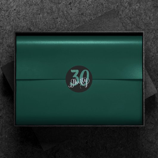 Sticker Rond 30e Vert | Black Anniversaire Party |