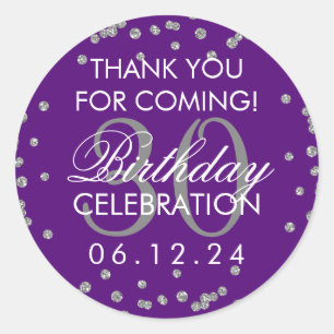 Sticker Rond 30èmes confettis d'anniversaire de Merci pourpre