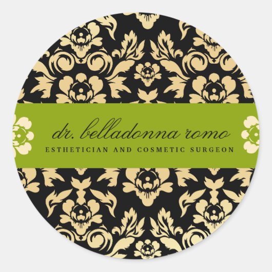 Sticker Rond 311 Belladonna Damask Lime (Devant)